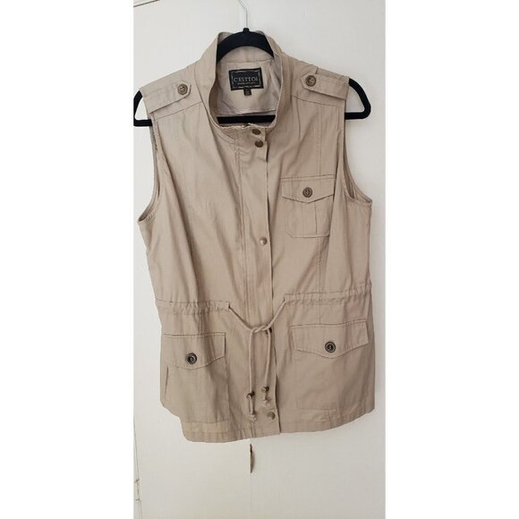 NEW C'EST TOI  COTTON TAN COLOR JACKET VEST SZ LARGE - Picture 4 of 11